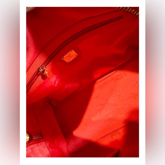 MCM Orange Leather Satchel Gold Hardware - Authentic Vintage - Picture 9 of 11